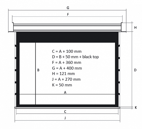 Экран с электроприводом встраиваемый Kauber InCeiling Tensioned BT Cinema, 122" 16:9